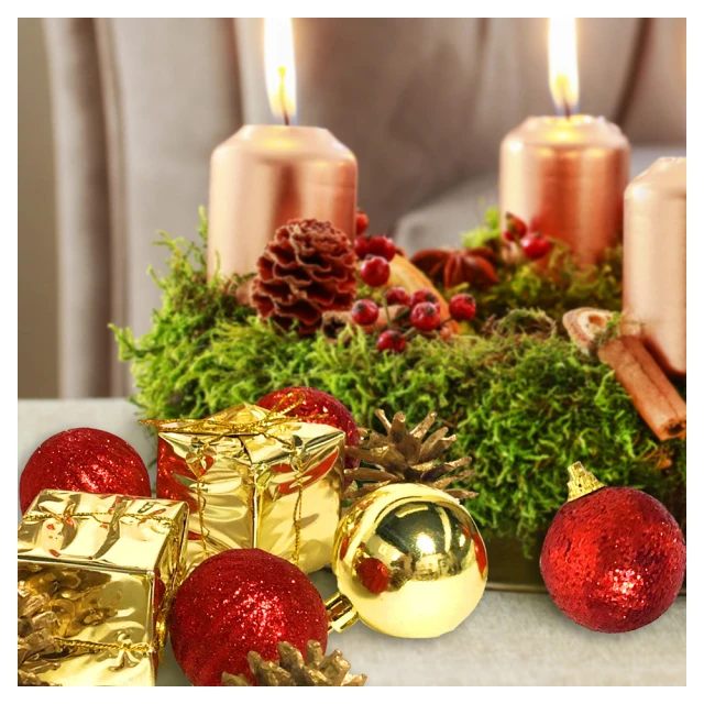 【摩達客聖誕】30mm+60mm造型彩繪球40入吊飾(12格) 紅金色系| 聖誕樹裝飾球飾 歷史價格詳細信息