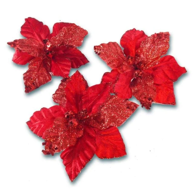 摩達客 花藝★20cm大聖誕花材擺飾插飾*3朵入(浪漫紅色系)★插花居家藝術 歷史價格詳細信息