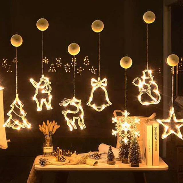 耶誕節裝飾吸盤掛燈商場櫥窗吊飾燈串窗貼耶誕發光主題掛件 歷史價格詳細信息