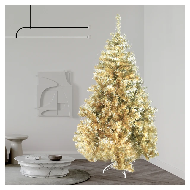 7尺(210cm)豪華型裝飾綠色聖誕樹/火焰金白大雪花紅果球系飾品組+100燈LED小圓球珍珠燈串(暖白光)*2 歷史價格詳細信息