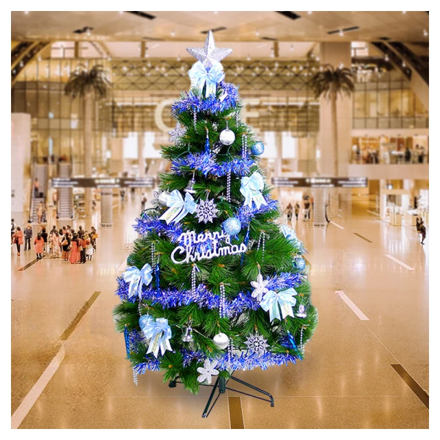 【摩達客】台灣製15尺/15呎(450cm)豪華版裝飾綠聖誕樹 (+藍銀色系配件組)(不含燈) 歷史價格詳細信息