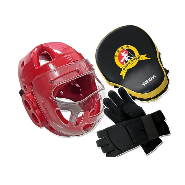 【輝武】全包式護頭面罩頭盔+五爪分離招式技擊手套二件組-紅(尺寸可選) 歷史價格詳細信息