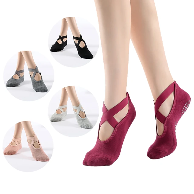 交叉繫帶瑜伽襪子防滑專業女五指襪純棉止滑襪普拉提健身訓練襪 歷史價格詳細信息