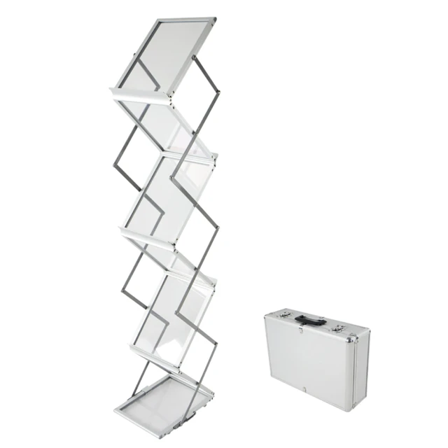 鋁合金報刊架 折疊資料架 亞克力展會落地雜誌架 收納置物架 拍攝紅書架-鋁箱另購 歷史價格詳細信息