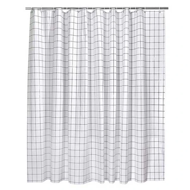 【寶盒百貨】寬180×200簡約北歐風大灰格 加厚滌綸布浴簾(浴室防水浴簾隔間 窗簾 隔斷簾 附環扣 免打孔) 歷史價格詳細信息