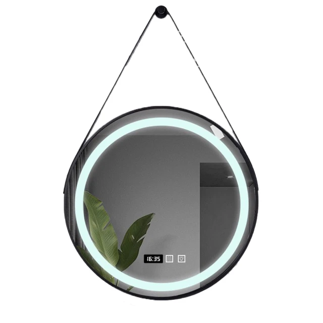 【WOG 窩居】北歐新款圓形實木浴室鏡衛浴鏡60CM(化妝鏡/衛浴鏡/鏡子/帶燈) 歷史價格詳細信息