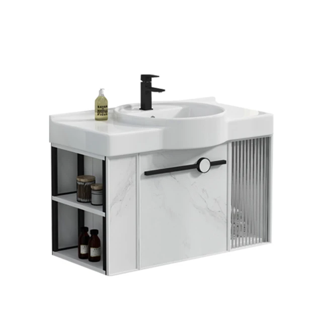 【E-home家居】洗漱盆櫃組合 浴櫃 洗漱台 浴室櫃 61*40公分(一體陶瓷盆 冷熱龍頭 防水防潮 無鏡櫃預購15天) 歷史價格詳細信息