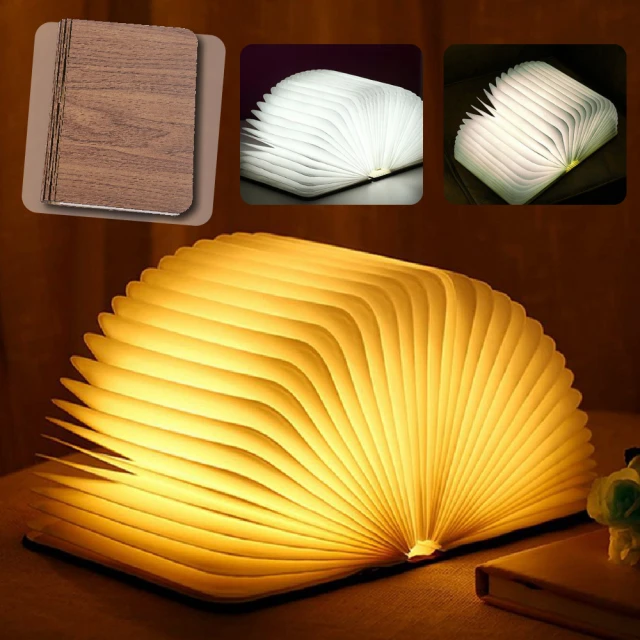 書燈木質書燈小夜燈便攜摺疊七彩發光usb充電書本燈音箱 歷史價格詳細信息