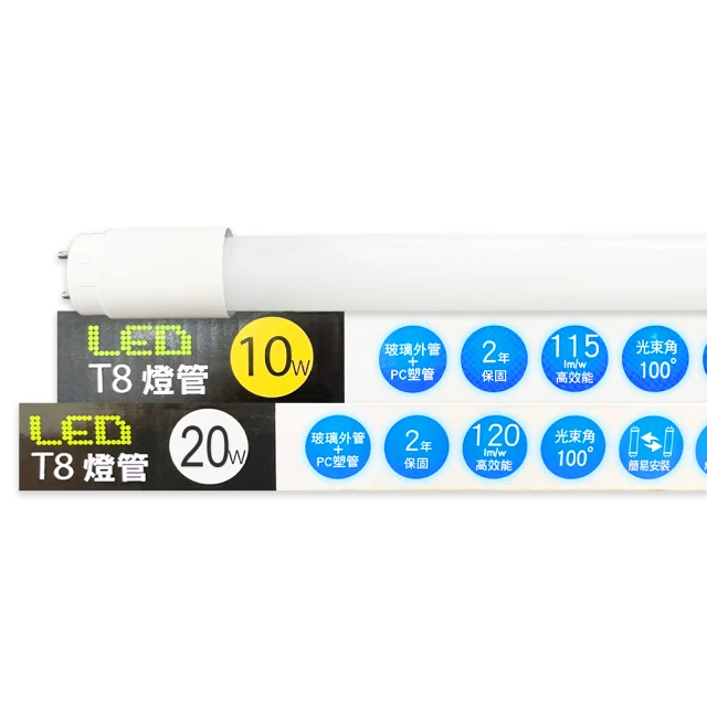 【Everlight 億光】LED T8 二代玻璃燈管 4呎 20W(白光/黃光/自然光) 歷史價格詳細信息