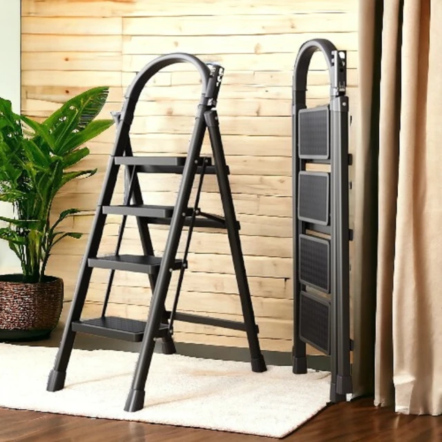 折疊人字梯-扶手版/黑色四步梯(超輕鋁合金折疊梯/人字梯/家用梯/鋁梯/A字梯/工作梯/馬椅梯/爬梯) 歷史價格詳細信息