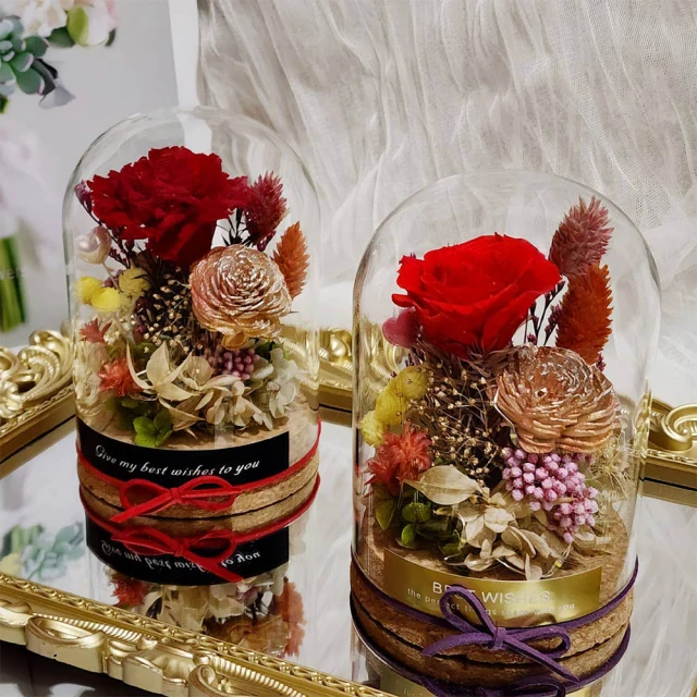 【OSTARA FLORIST 奧斯塔拉花藝】愛情樹永生花罩盅(永生花材、不凋玫瑰、永生配材) 歷史價格詳細信息