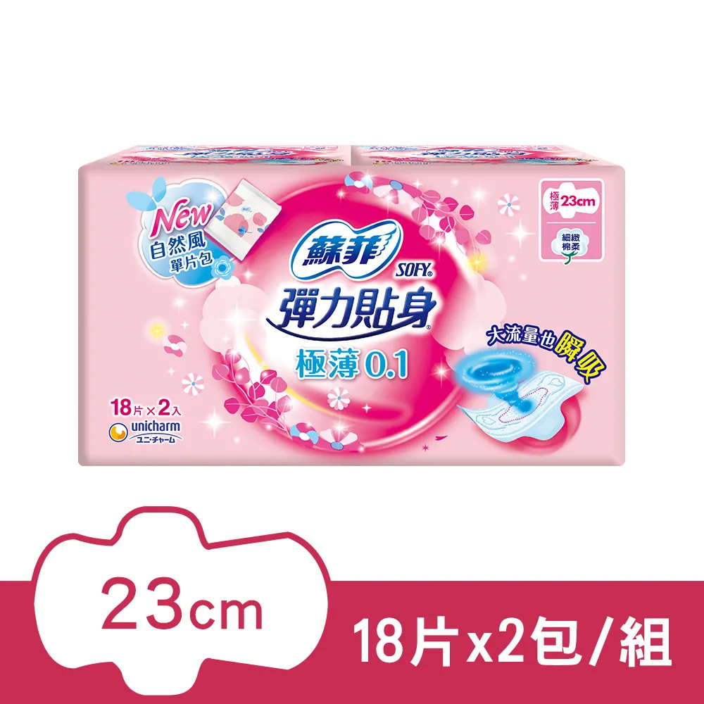 蘇菲彈力極薄0.1日用23cm18片【康是美】 歷史價格詳細信息