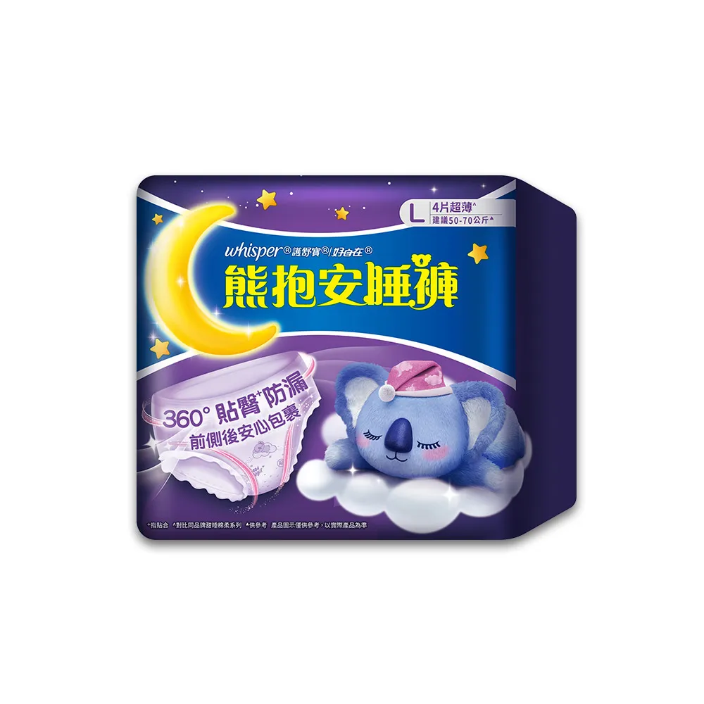 好自在 熊抱安睡褲 衛生棉 夜用衛生棉 (S-M / M-L) 箱購 (4片x12入) 共48片 歷史價格詳細信息