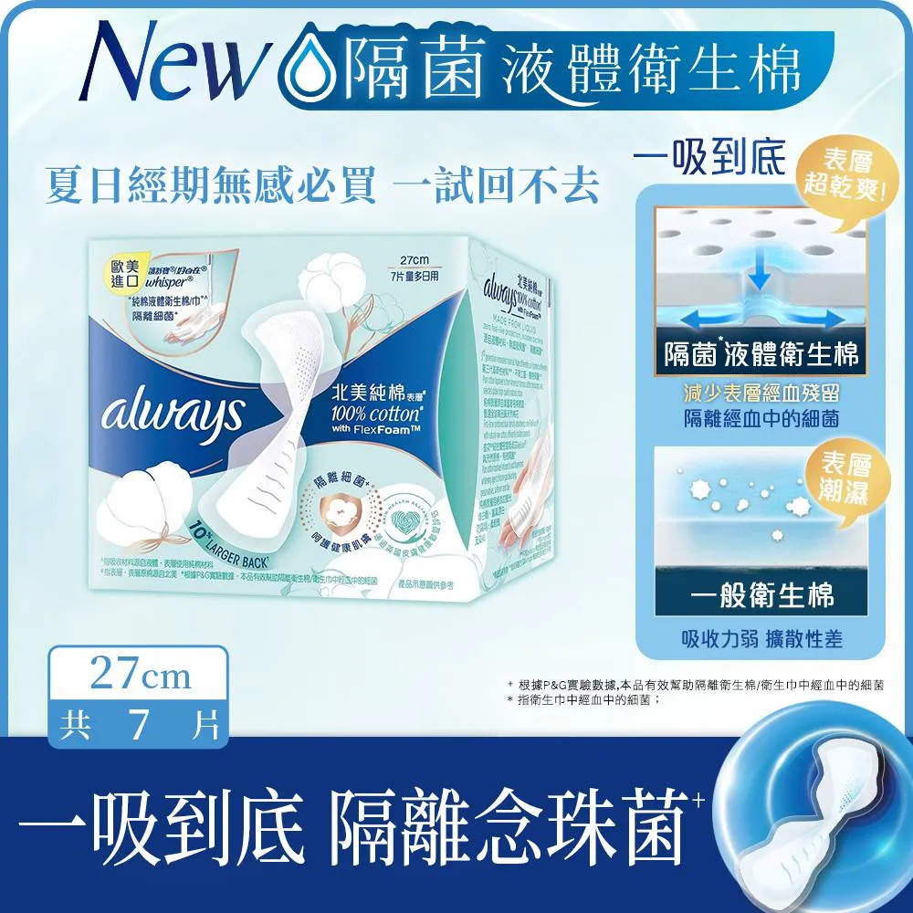 好自在純棉隔菌液體衛生棉量多日用27CM 7片 歷史價格詳細信息