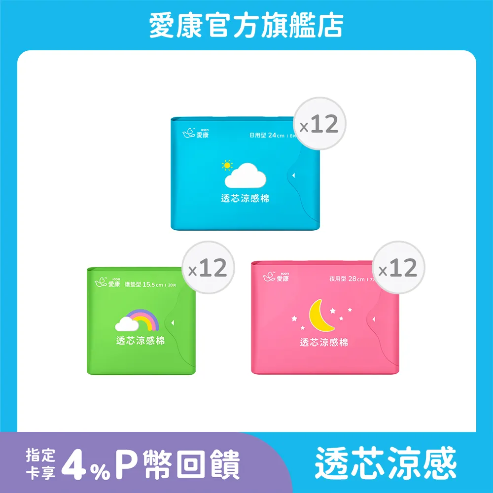 (12入組)【愛康】透氧抑 菌棉(護墊/ 日用型/ 夜用型/ 加長型)_官方旗艦店 歷史價格詳細信息