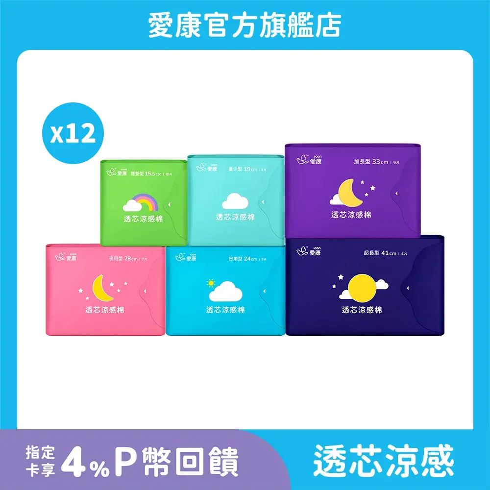 (12包組)【愛康】透芯涼感棉(護墊/ 量少型/ 日用型/ 夜用型/ 加長型/ 超長型)_官方旗艦店 歷史價格詳細信息