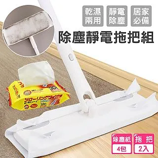 靜電除塵拖把組(拖把2入+靜電濕拖巾2包) 2組 歷史價格詳細信息
