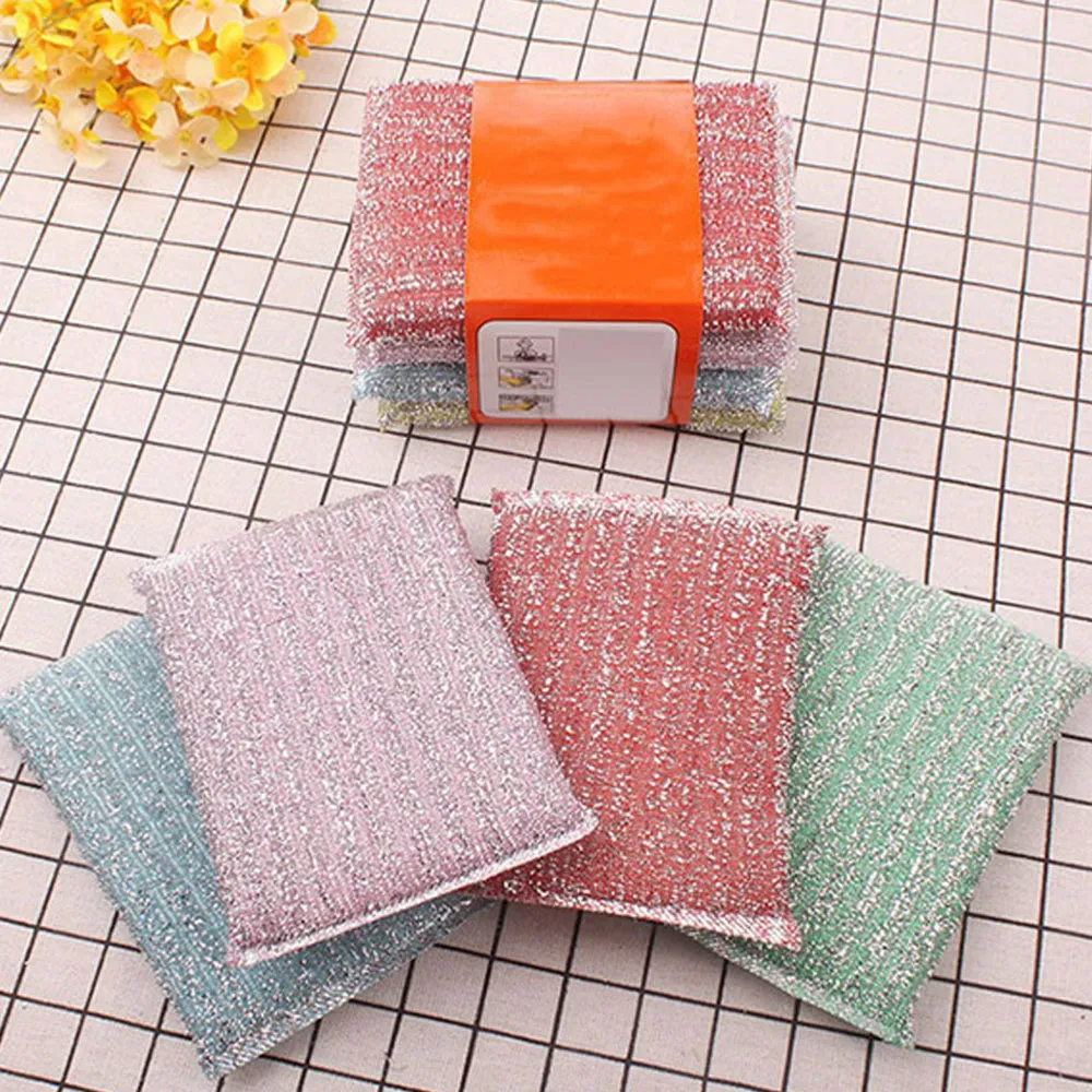 PS MALL廚房清潔海綿刷 雙面磨砂波浪海綿菜瓜布 4入(散裝10*7*3.5cm顏色隨機出貨) 歷史價格詳細信息