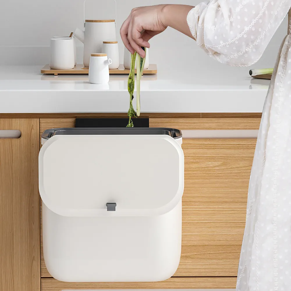 滑蓋壁掛式垃圾桶10L(白)[大買家] 歷史價格詳細信息