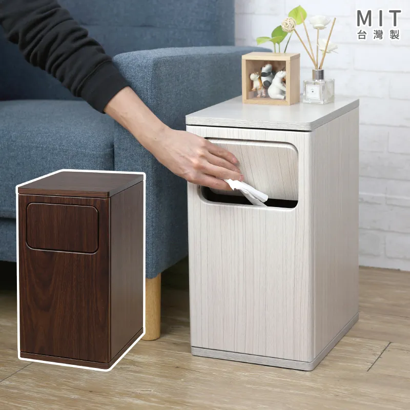 宅貨環保箱 收納箱 回收桶 美型垃圾桶 推門木紋垃圾桶 環保箱邊櫃 台灣製 DB-800-雅緻家居 歷史價格詳細信息