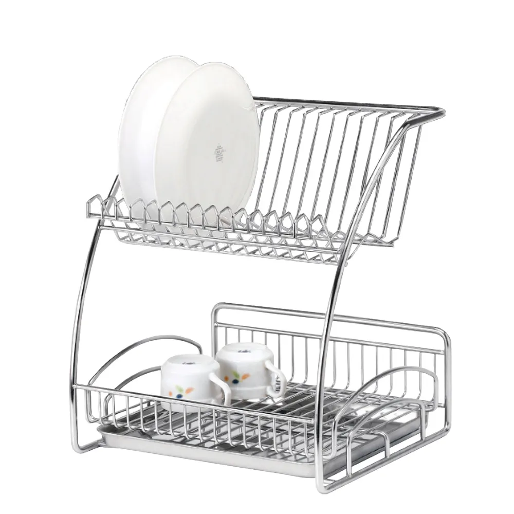 廚房雙層加長款碗碟架 瀝水架 帶刀筷筒菜板盤子置物架 收納架 歷史價格詳細信息