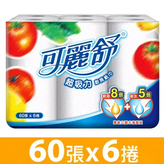 可麗舒廚房紙巾 60組x6捲 【大潤發】 歷史價格詳細信息