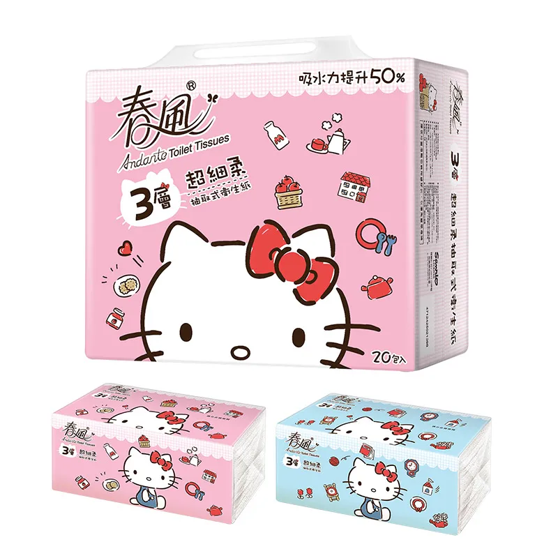 【春風】Hello Kitty50週年盒裝面紙150抽*5盒*10串/箱(面紙) 歷史價格詳細信息