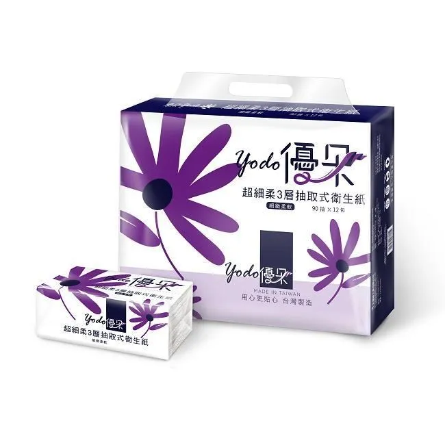 Yodo優朵超細柔3層抽取式花紋衛生紙90抽48包/箱 價格比較,價格查詢,歷史價格詳細信息