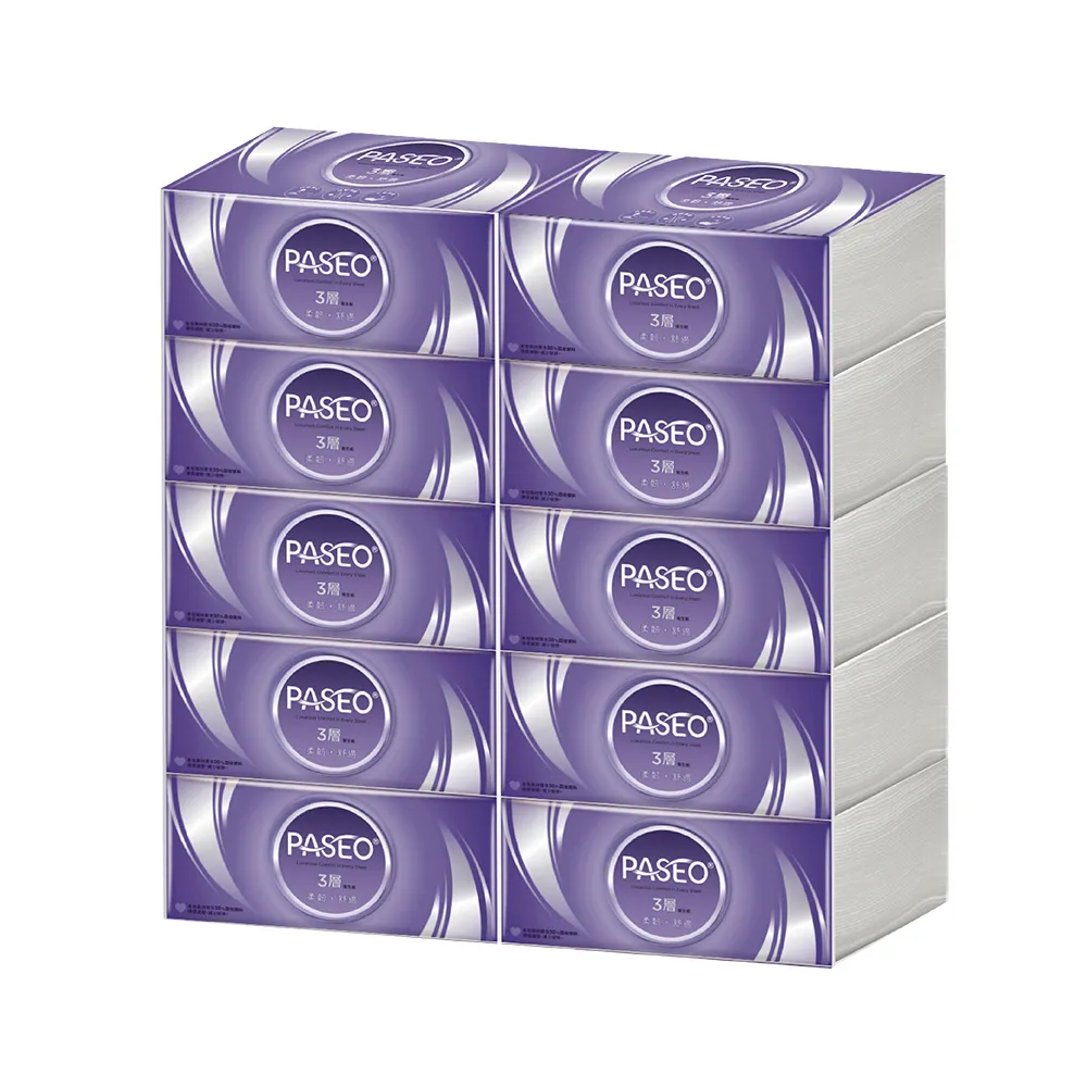 PASEO 3層柔韌舒適抽取式衛生紙PEFC(100抽10包/袋) 歷史價格詳細信息