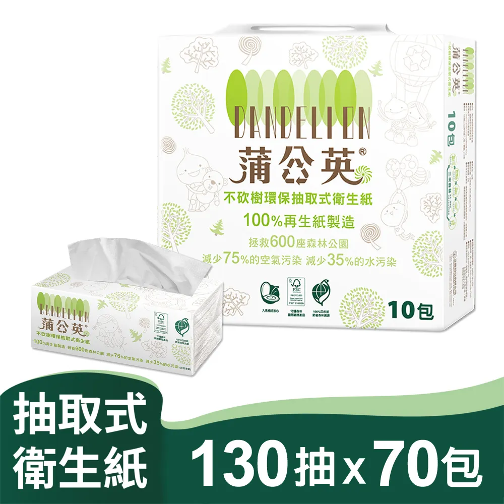 蒲公英 環保抽取式衛生紙(130抽x10包x7串/箱) 歷史價格詳細信息