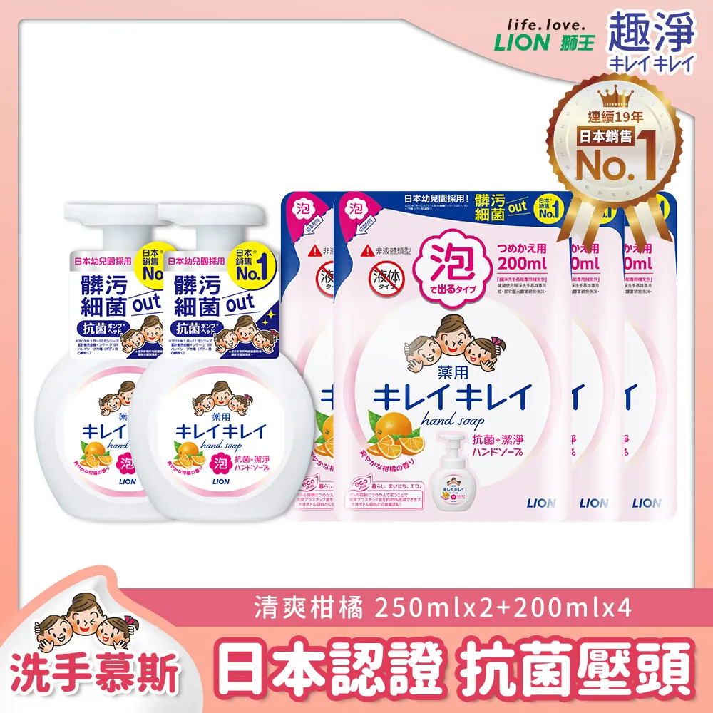 日本獅王 趣淨洗手慕斯(清爽柑橘)1瓶+3補充包 歷史價格詳細信息