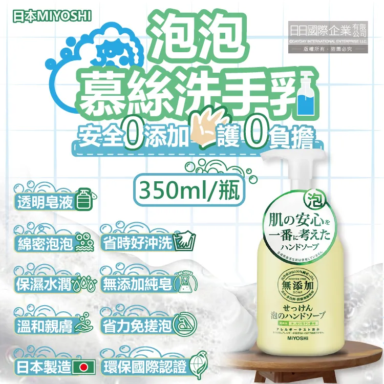 日本 MiYOSHi 無添加 泡沫洗手乳瓶裝+補充包650ml 歷史價格詳細信息