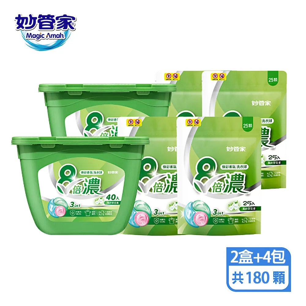 妙管家-三合一8倍濃洗衣球-25顆x8袋 共200顆(風鈴草) #抗菌/護色/除臭 歷史價格詳細信息