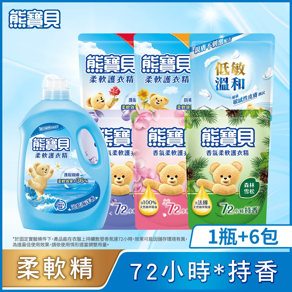 熊寶貝 柔軟護衣精 1瓶+補充包X6包 贈派樣包x5包(款式隨機出) 歷史價格詳細信息