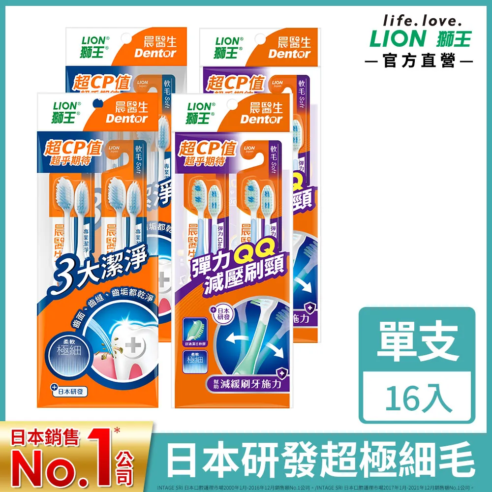 獅王晨醫生專業潔淨牙刷4入(顏色隨機出貨) 歷史價格詳細信息