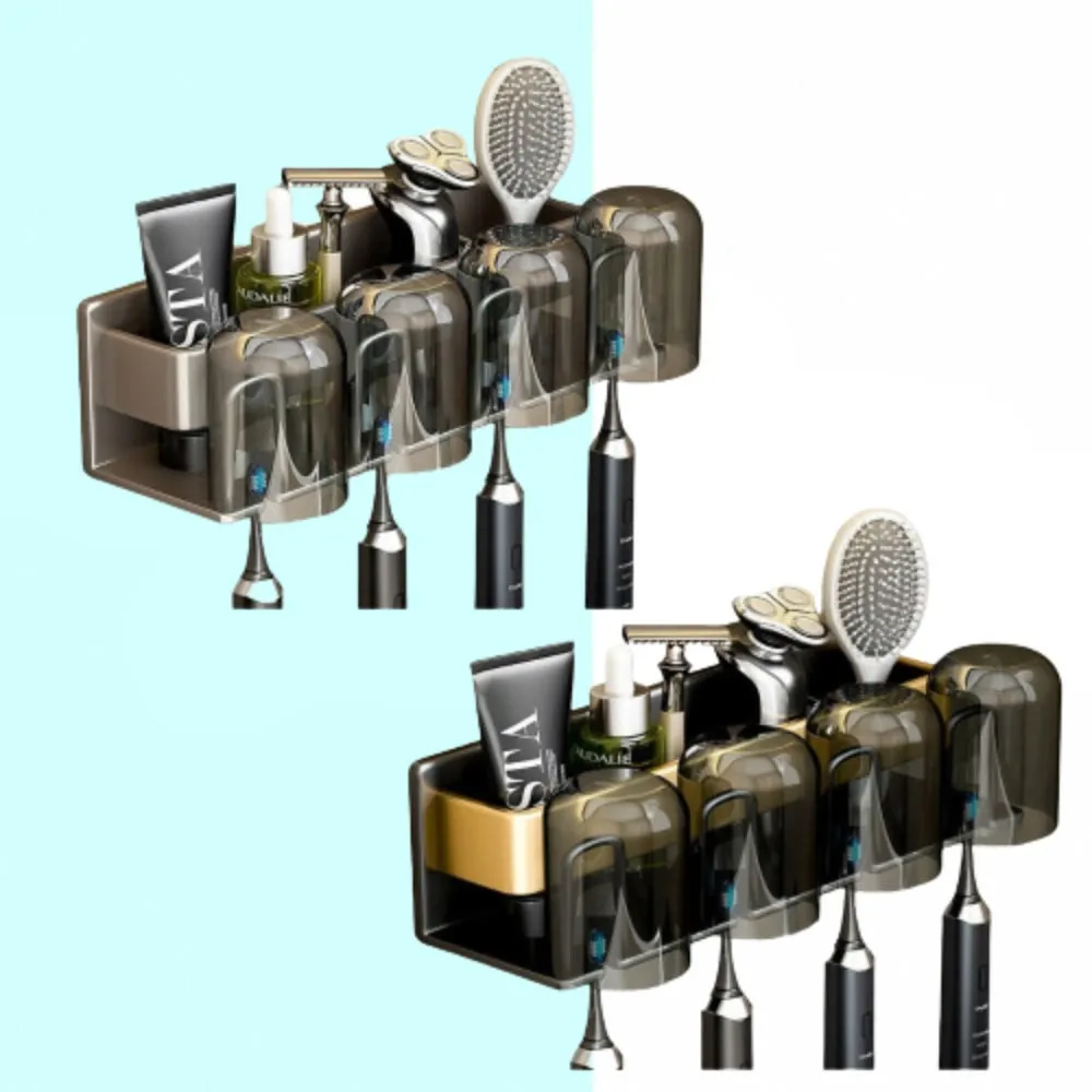 【4人款】免打孔 牙刷杯架 無痕貼 浴室置物架 洗手間 壁掛收納架 歷史價格詳細信息