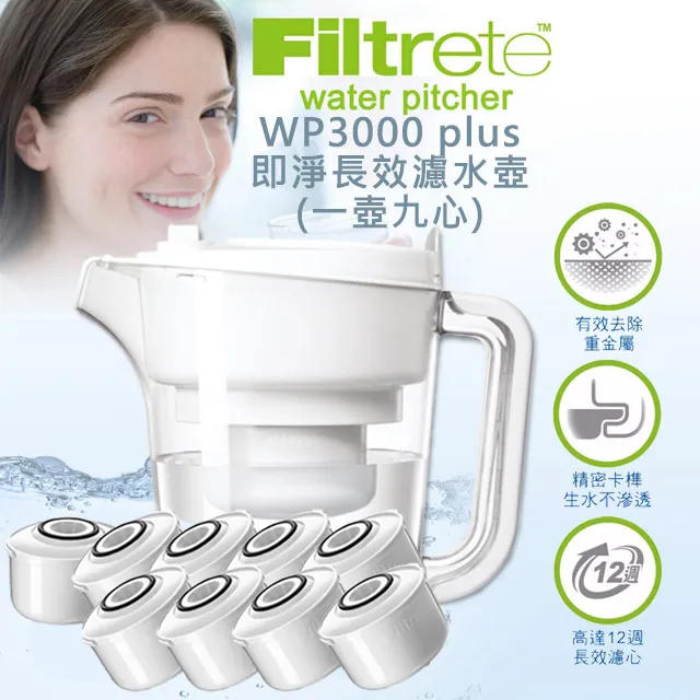 【3M】WP3000 plus 即淨長效濾水壺(1壺+5濾心/全新升級版) 歷史價格詳細信息