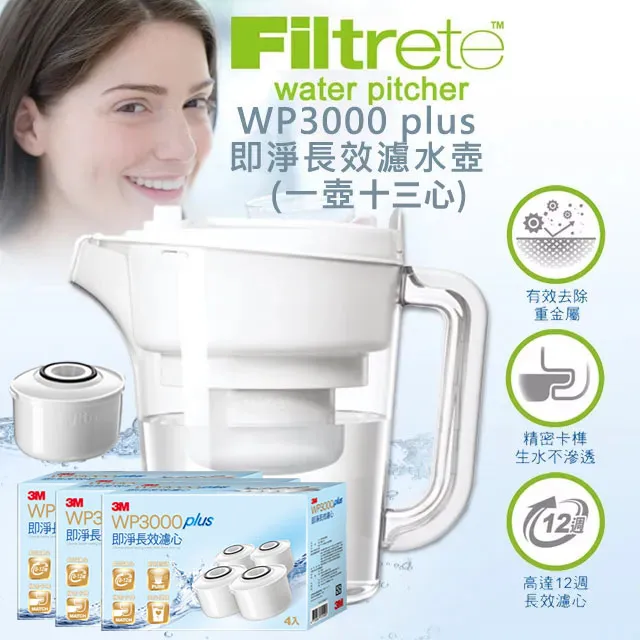 【3M】WP3000 plus 即淨長效濾水壺(1壺+5濾心/全新升級版) 歷史價格詳細信息