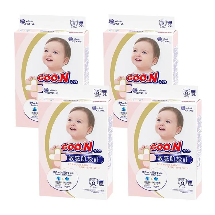 GOO.N大王 境內版敏感肌黏貼型紙尿褲 M 56片*4包入(箱購) 歷史價格詳細信息