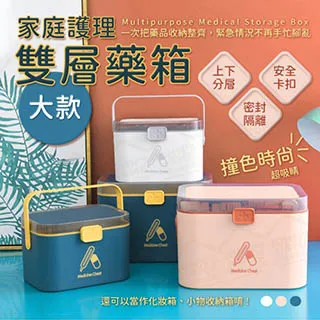 【雙層醫藥箱 大款】 藥品 家用 家庭 手提 醫藥箱 藥盒 急救箱 醫療箱 藥箱 急救箱保健箱｜HNHAB1 歷史價格詳細信息
