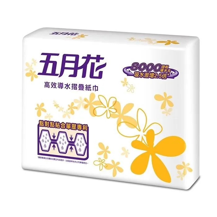 五月花 高效導水摺疊擦手紙 精巧版 200抽x20包 歷史價格詳細信息