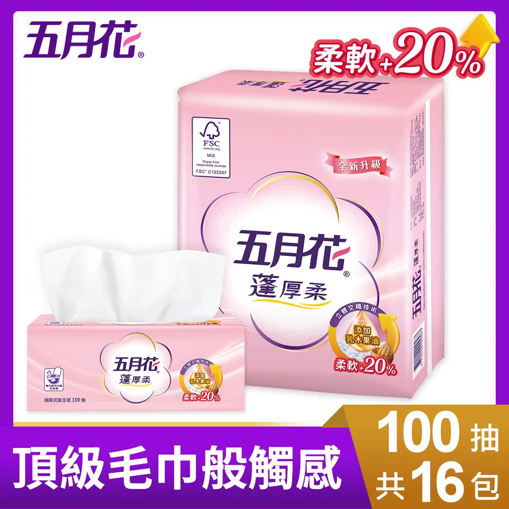(2入組)五月花蓬厚柔頂級抽取式衛生紙100抽*8包 歷史價格詳細信息