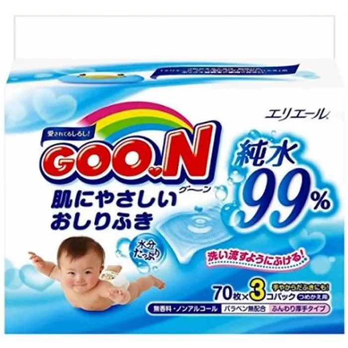 日本大王 GOO.N 純水99%濕紙巾 70抽*3包裝 歷史價格詳細信息