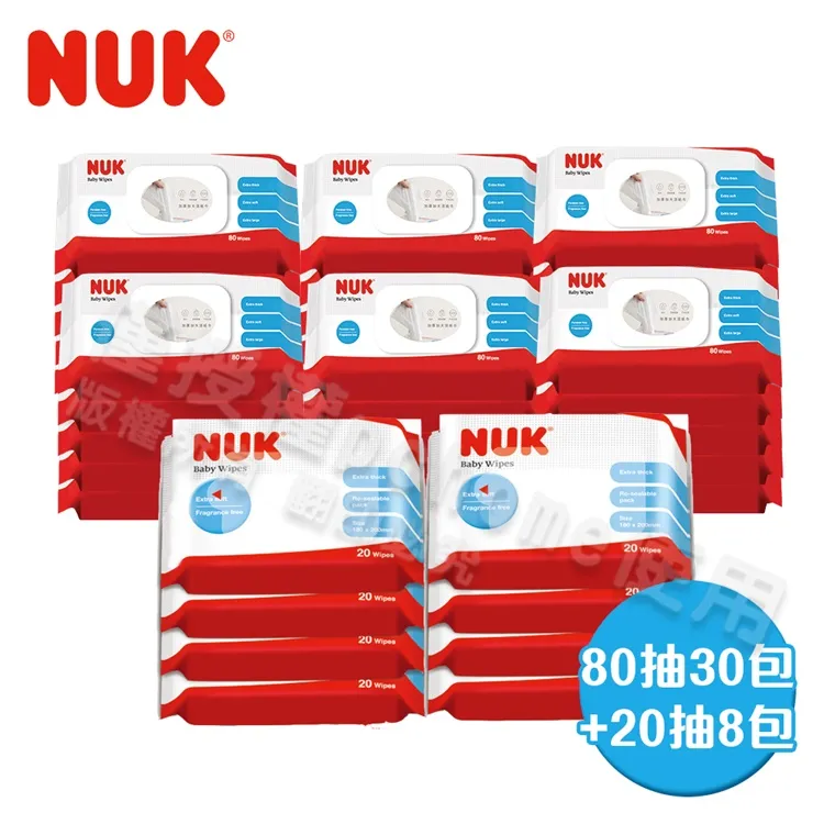 【NUK】80抽濕紙巾含蓋成箱購(80抽x20包) 歷史價格詳細信息