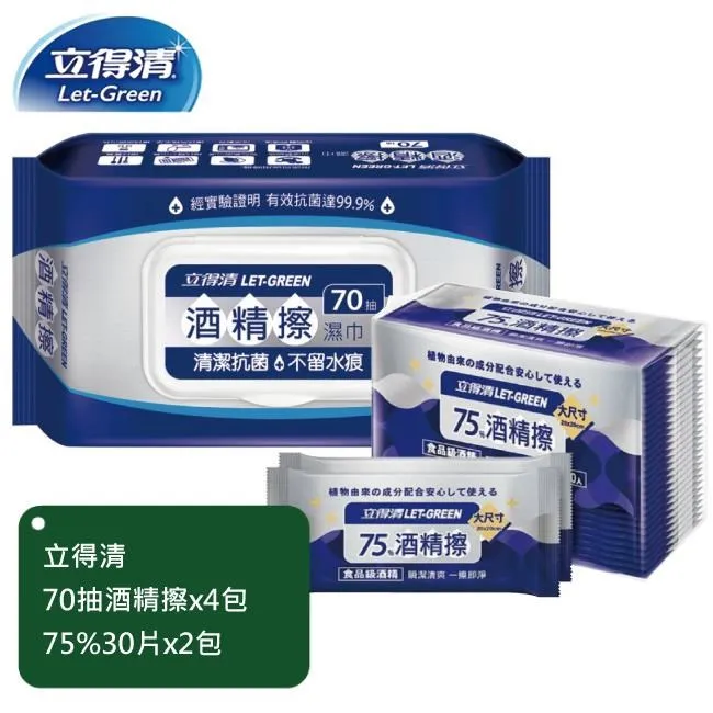 【立得清】酒 精擦濕巾70抽x4包+10抽三入x3組 歷史價格詳細信息