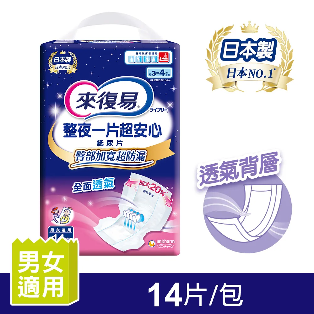 【來復易】整夜一片超安心紙尿片120片/箱(加長加寬超防漏) 歷史價格詳細信息