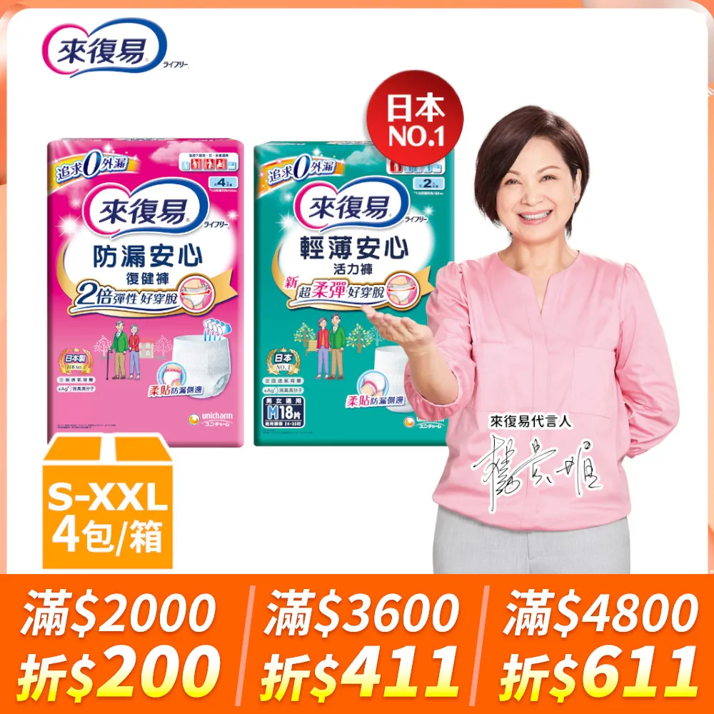 來復易 成人褲型紙尿褲 箱購(防漏復健褲/輕薄活力褲) 歷史價格詳細信息