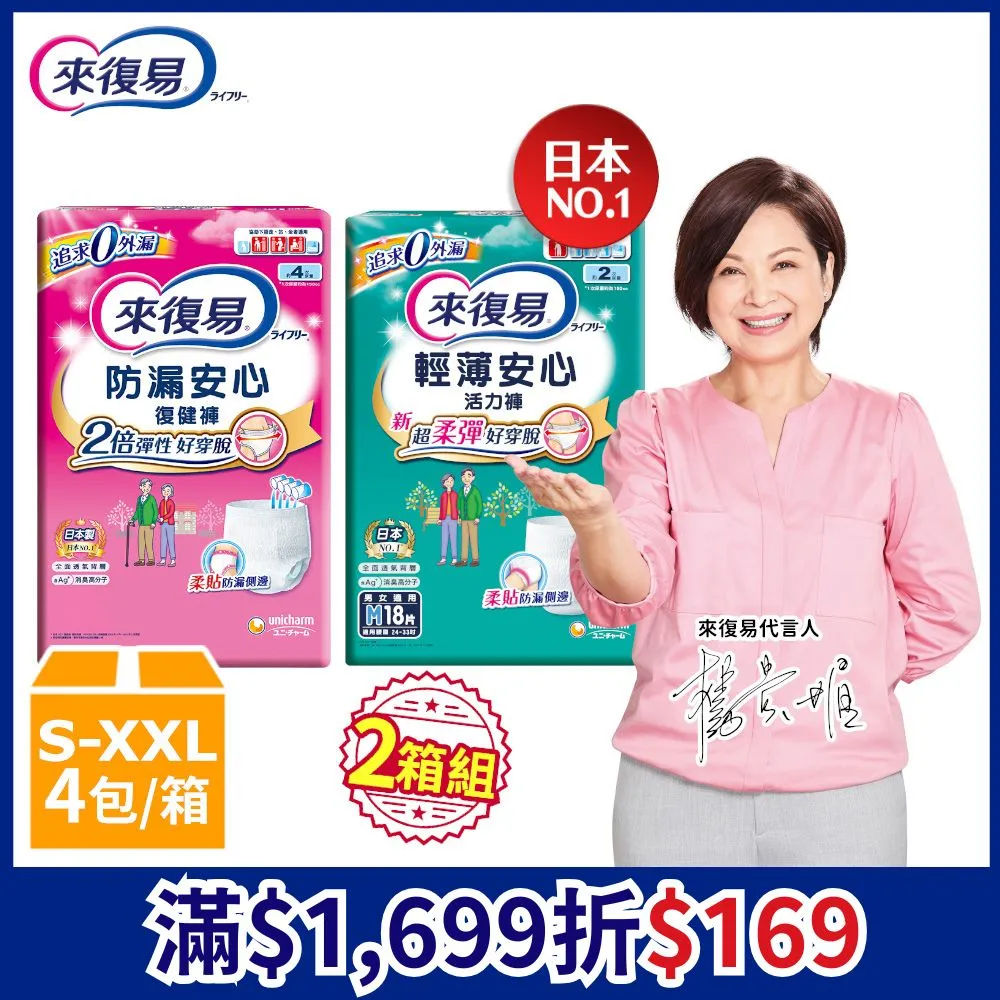 (任選兩箱組)來復易 輕薄安心活力褲 箱購 (M-XXL) 歷史價格詳細信息