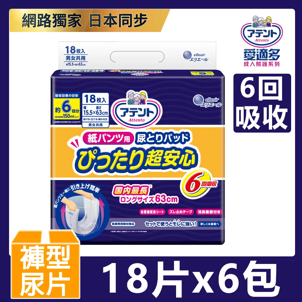 日本大王Attento 愛適多夜用超透氣防漏加長加寬尿片_6回吸收_24片/包 (3包/箱 箱購) 歷史價格詳細信息