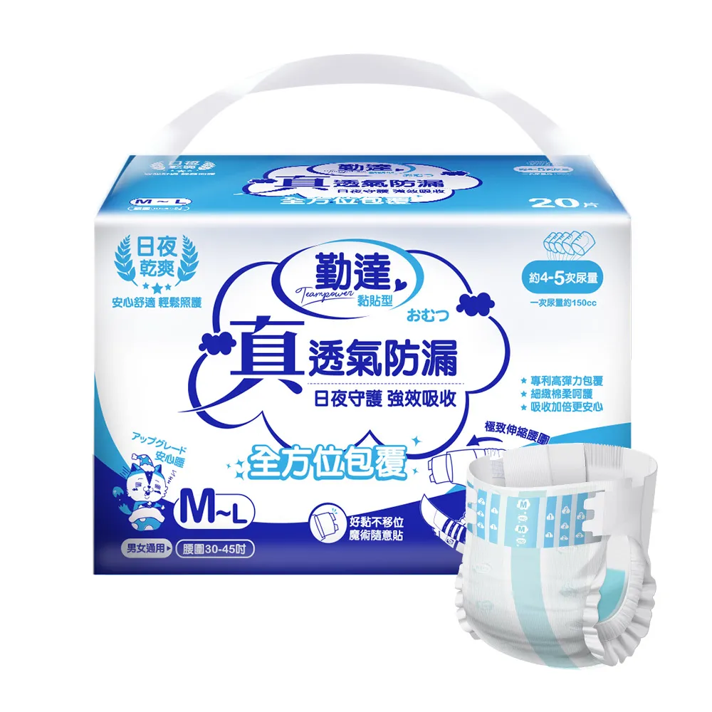 【勤達】升級款真透氣防漏黏貼型尿褲-M~L號60片/3包/箱(成人、老人尿褲、養老院專用) 歷史價格詳細信息